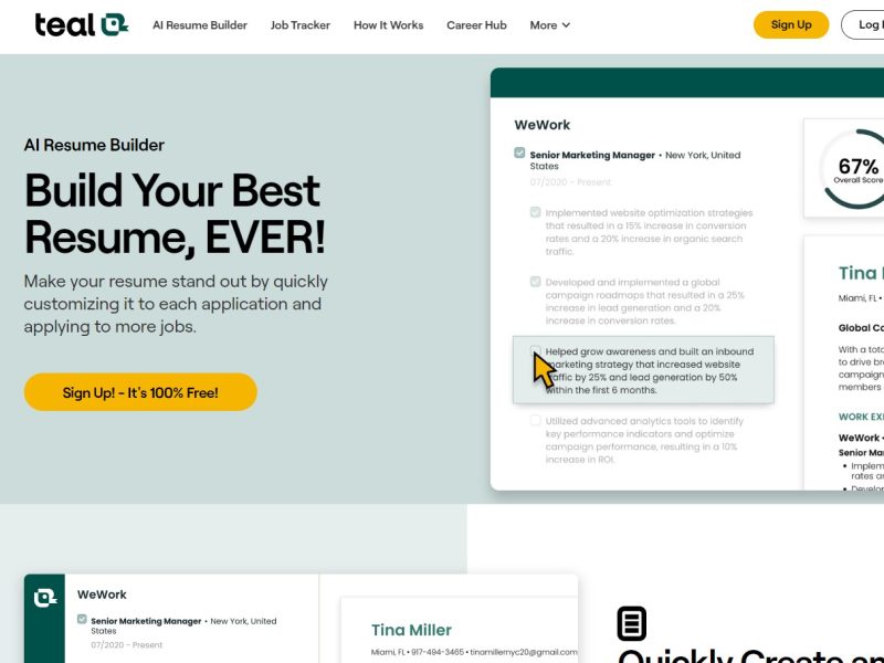 AI Resume Builder by Teal