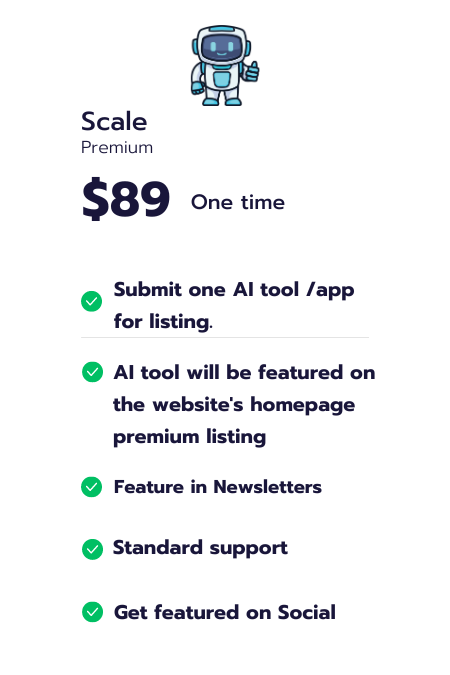 Alternative AI pricing for Scale - List your AI tool today